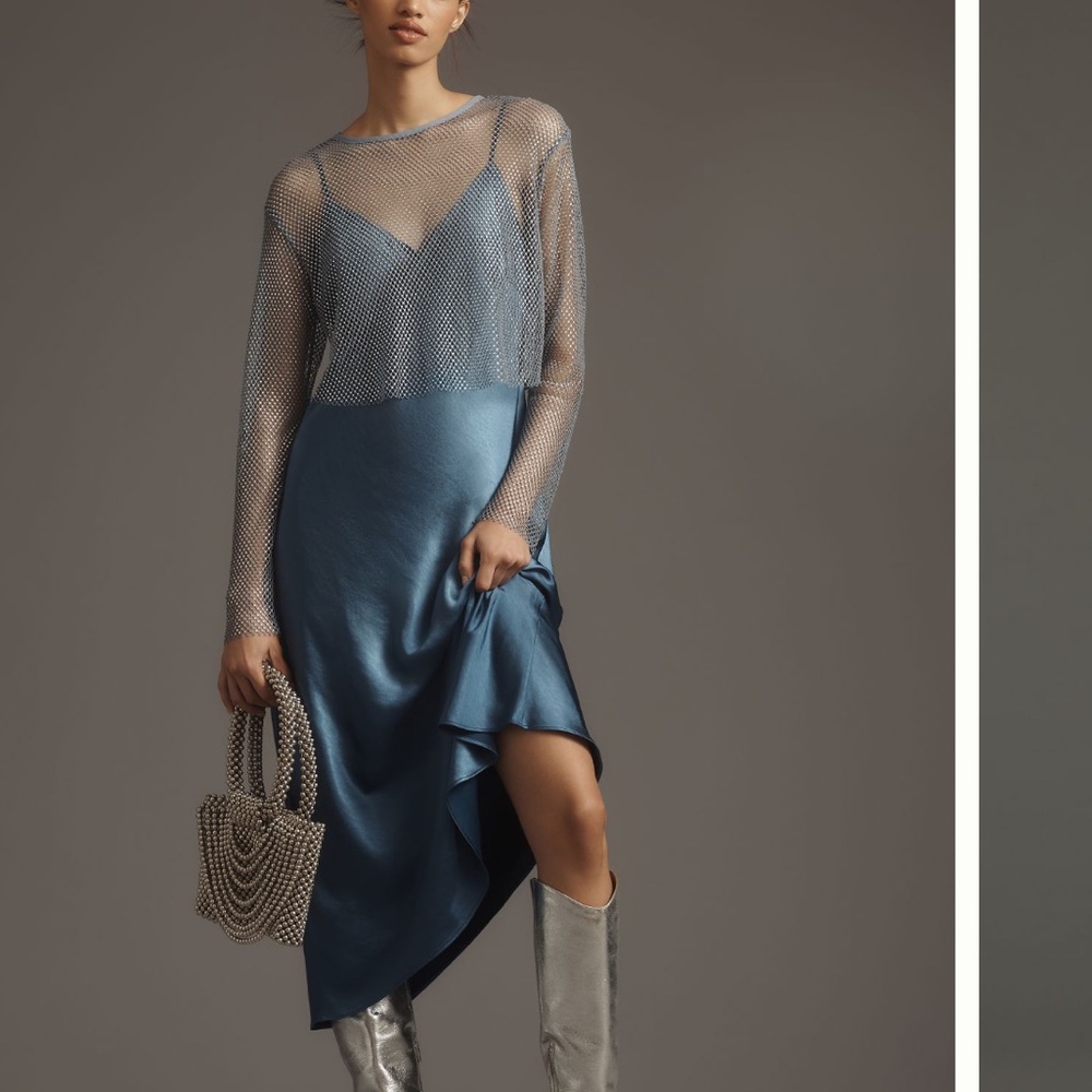 Anthropologie DOLAN Mesh Slip Twofer Midi Dress